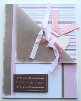 Happy Birthday Card - Shabby Pink & Brown